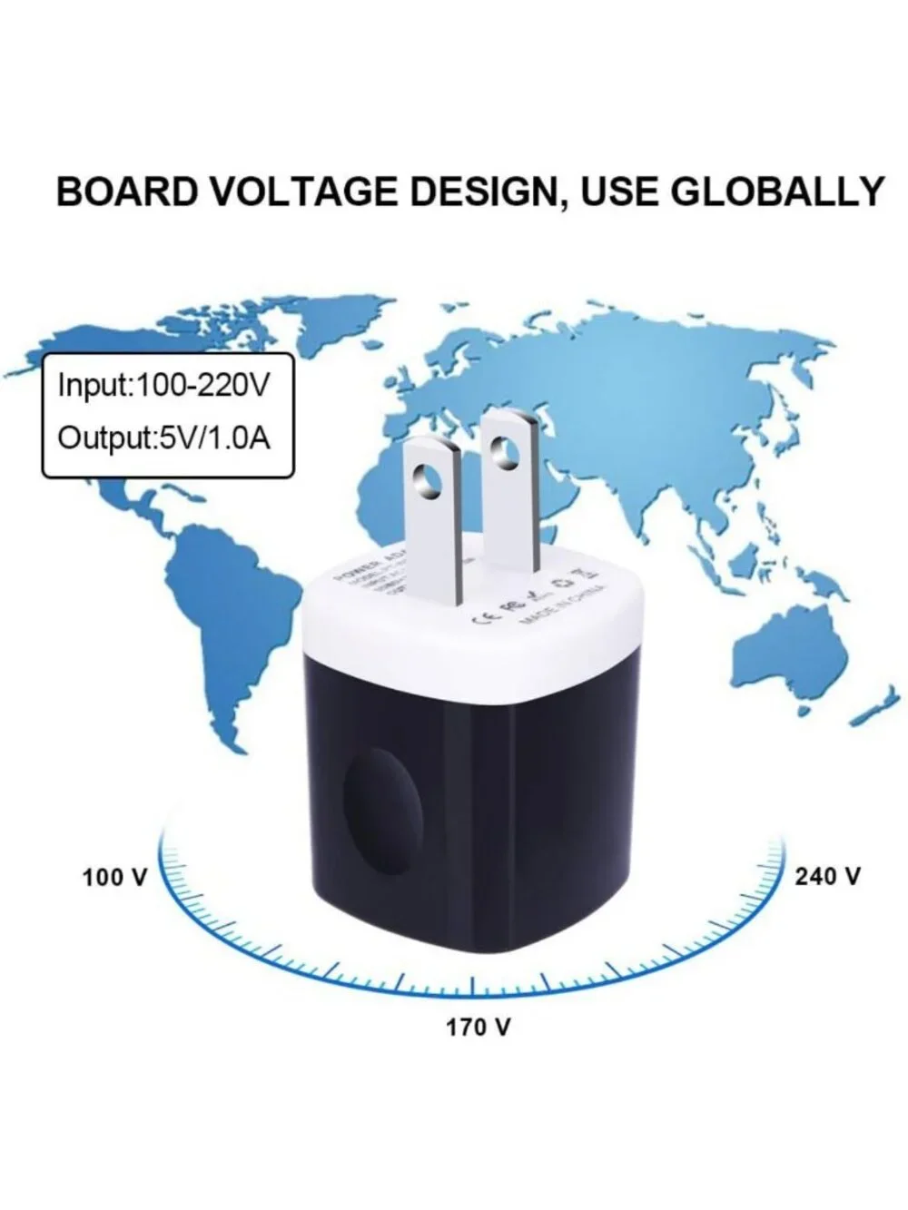 10 Pack USB Wall Charger Adapter, 1A 5V Power Plug for iPhone & Galaxy Devices